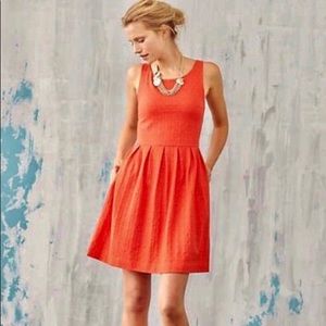 Anthropologie tangerine torchon embossed dress
